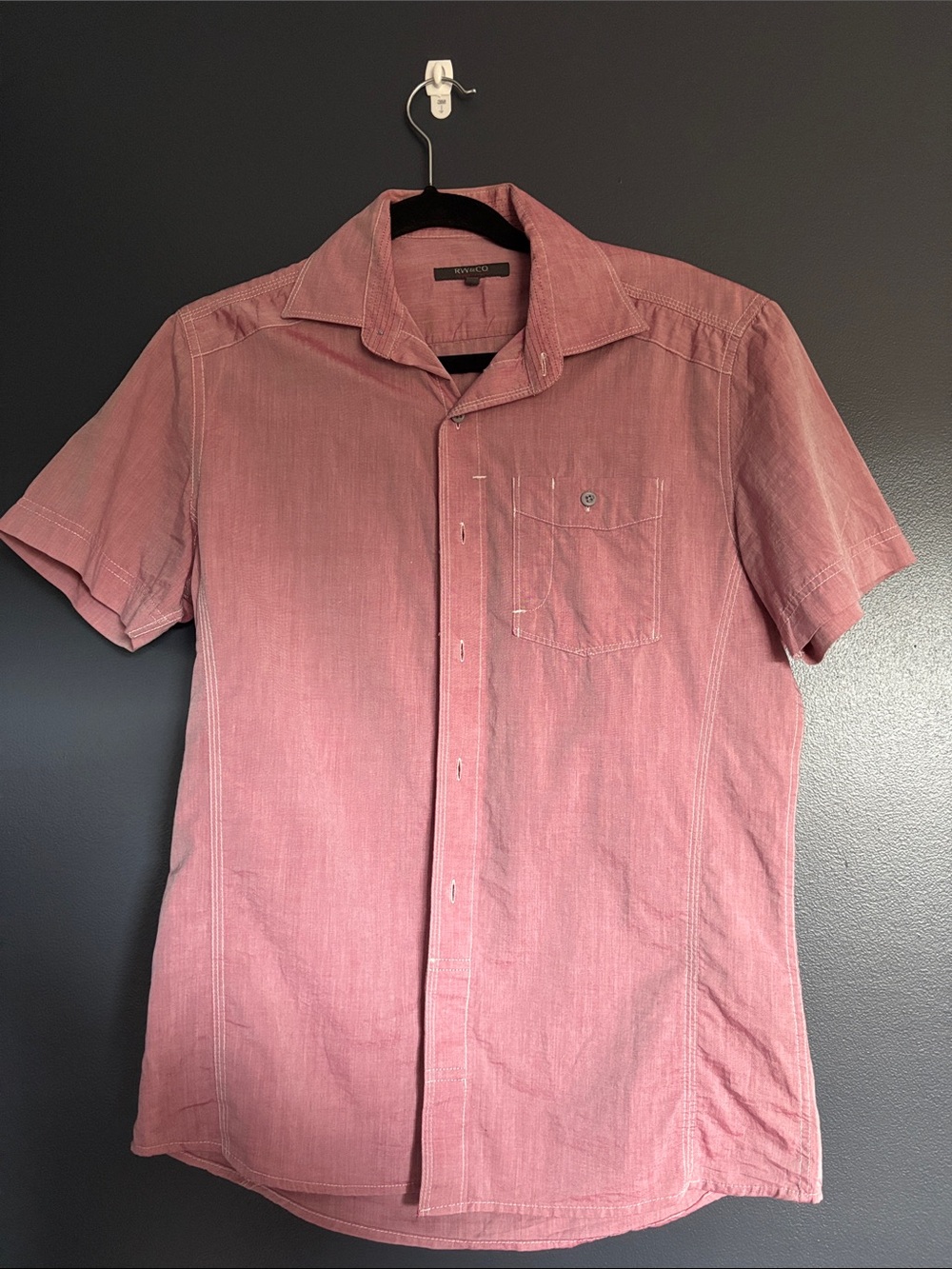 RW&CO. Short-Sleeve Button-Down Shirt in Dusty Rose
